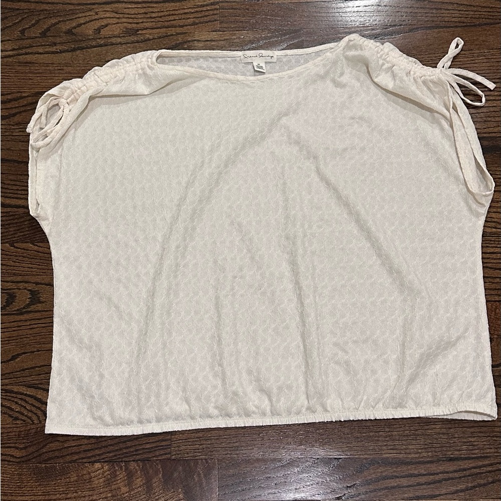 French Laundry Cream Short-Sleeve Tie-Shoulder Top - Women